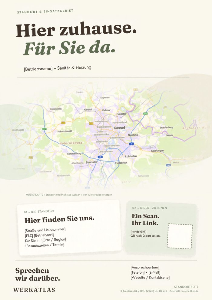 Sanitär & Heizung-Mappe, Seite 4: Standort & Einsatzgebiet