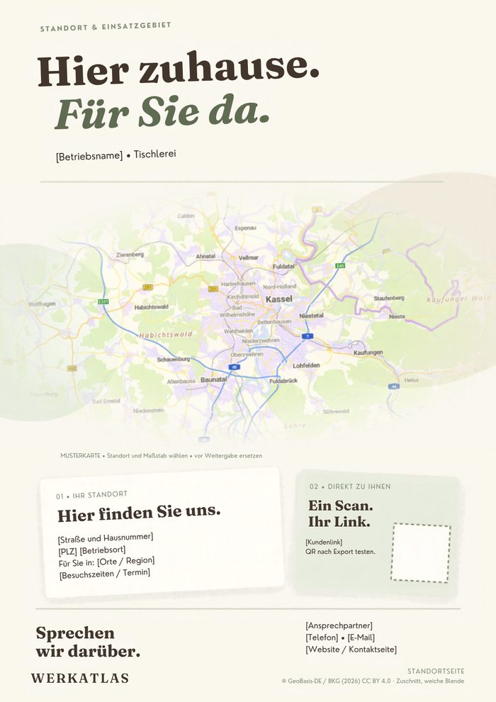 Tischlerei-Mappe, Seite 4: Standort & Einsatzgebiet